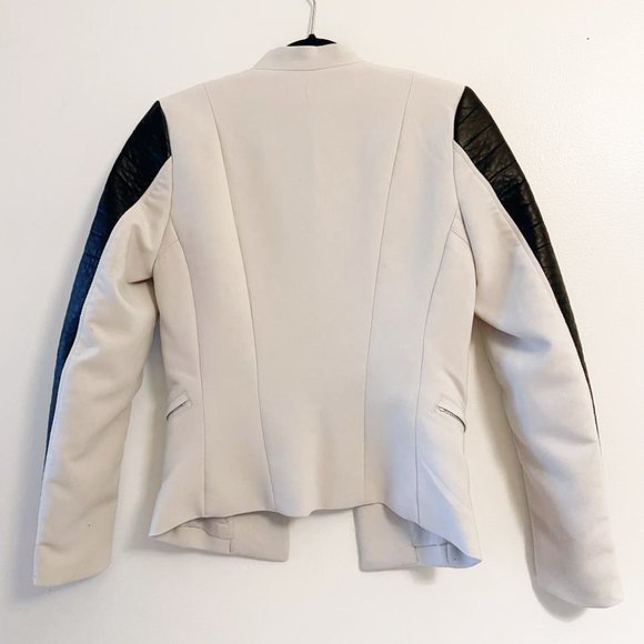 Cream and Black Leather Blazer - Picture 2 of 2